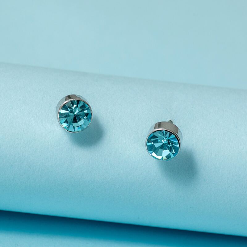 

Rhinestone Round Stud Earrings, Blue
