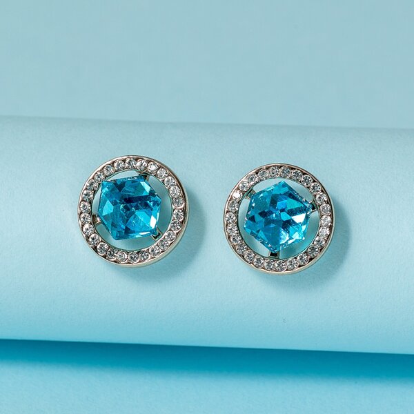 

Rhinestone Crystal Stud Earrings, Blue