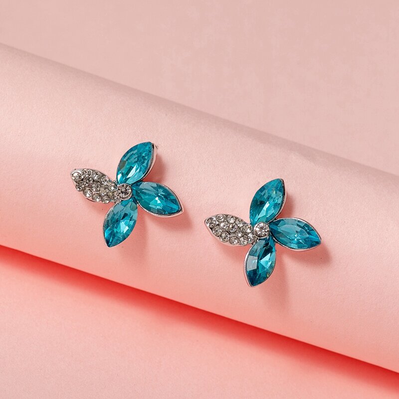 

Rhinestone Crystal Stud Earrings, Blue