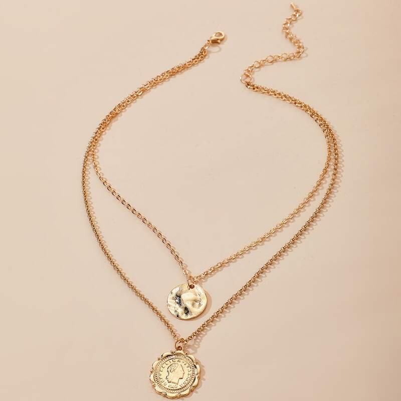 

Coin Charm Layered Necklace, Gold