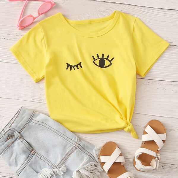 

Toddler Girls Eye Print Tee, Yellow