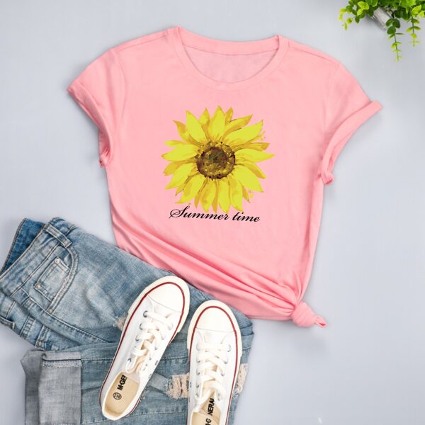 

Plus Sunflower & Slogan Graphic Tee, Pink