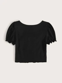 SHEIN Qutie Ruched Bust Frill Trim Tee