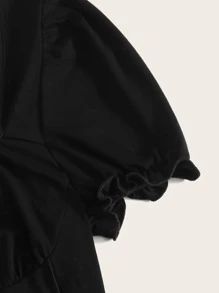 SHEIN Qutie Ruched Bust Frill Trim Tee