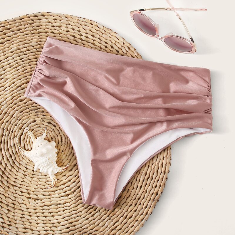 

Ruched High Waisted Bikini Panty, Pink
