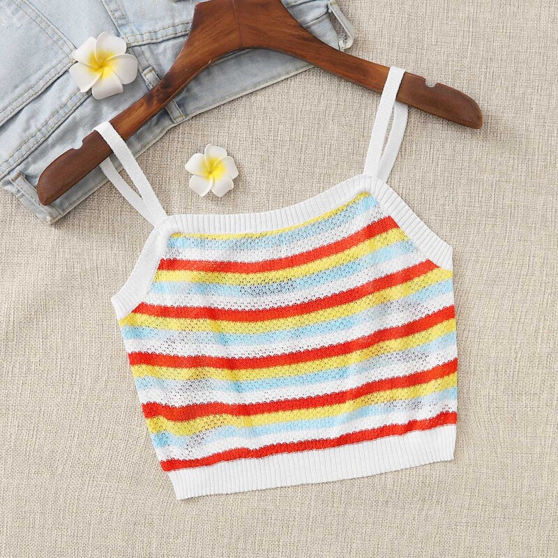 

Striped Crop Knit Top, Multicolor