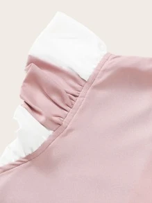 SHEIN Unity 荷葉邊拼色上衣 - 彩色 - 查看 5