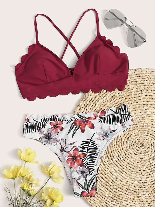 shein scalloped bikini