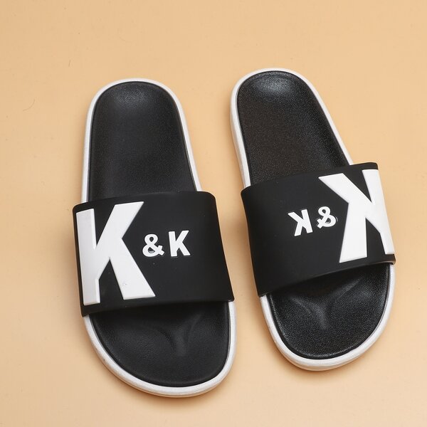 

Letter Graphic Wide Fit Sliders, Black