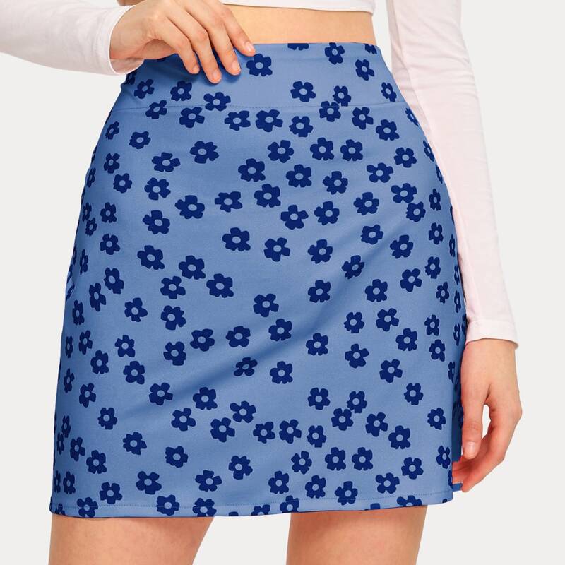 

Floral Blue Mini Skirt