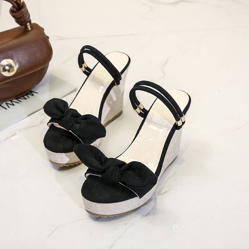 

Bow Decor Two Way Wear Wedges, Black