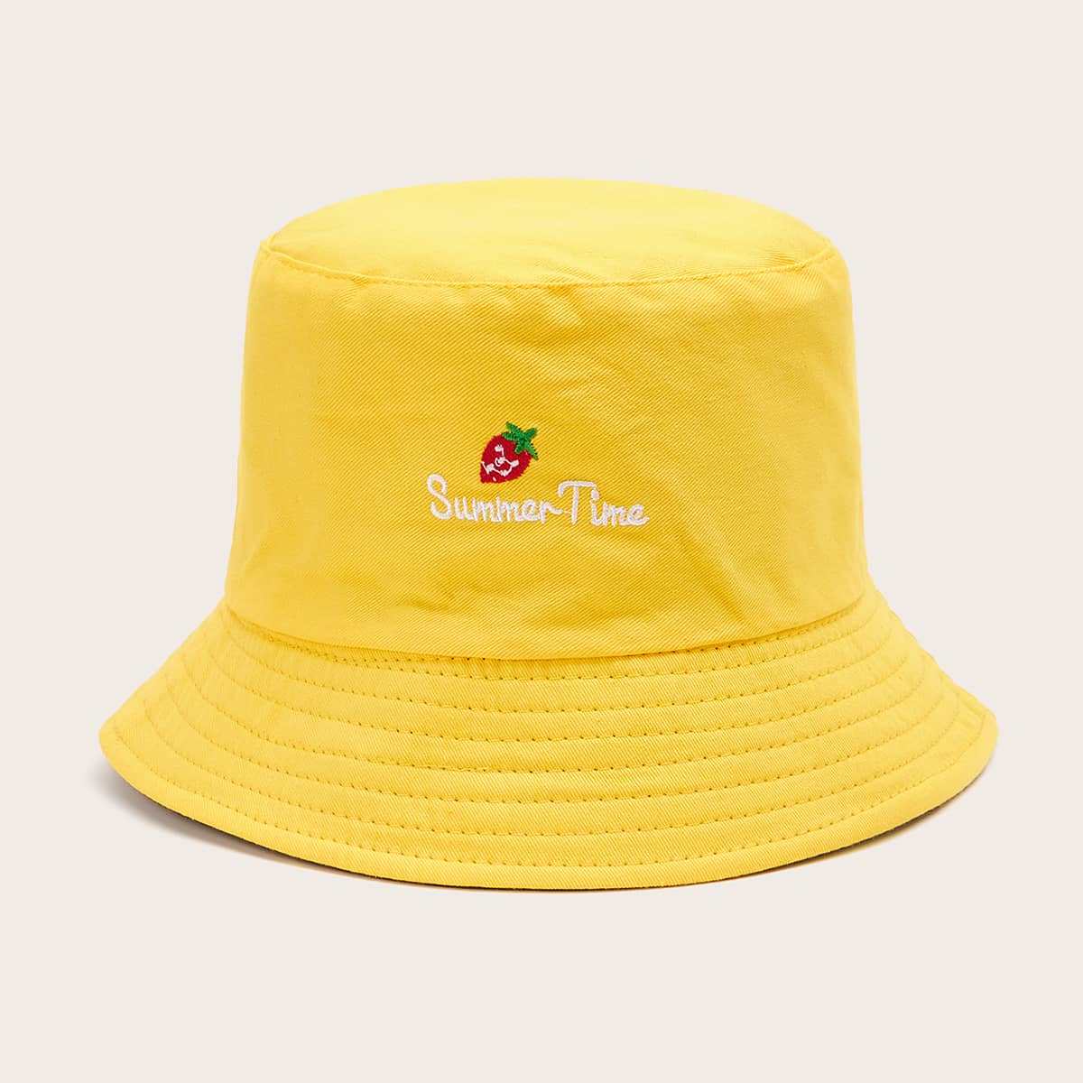 

Reversible Strawberry Bucket Hat, Yellow