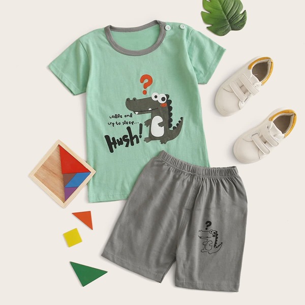 

Toddler Boys Cartoon Graphic Tee & Shorts, Multicolor