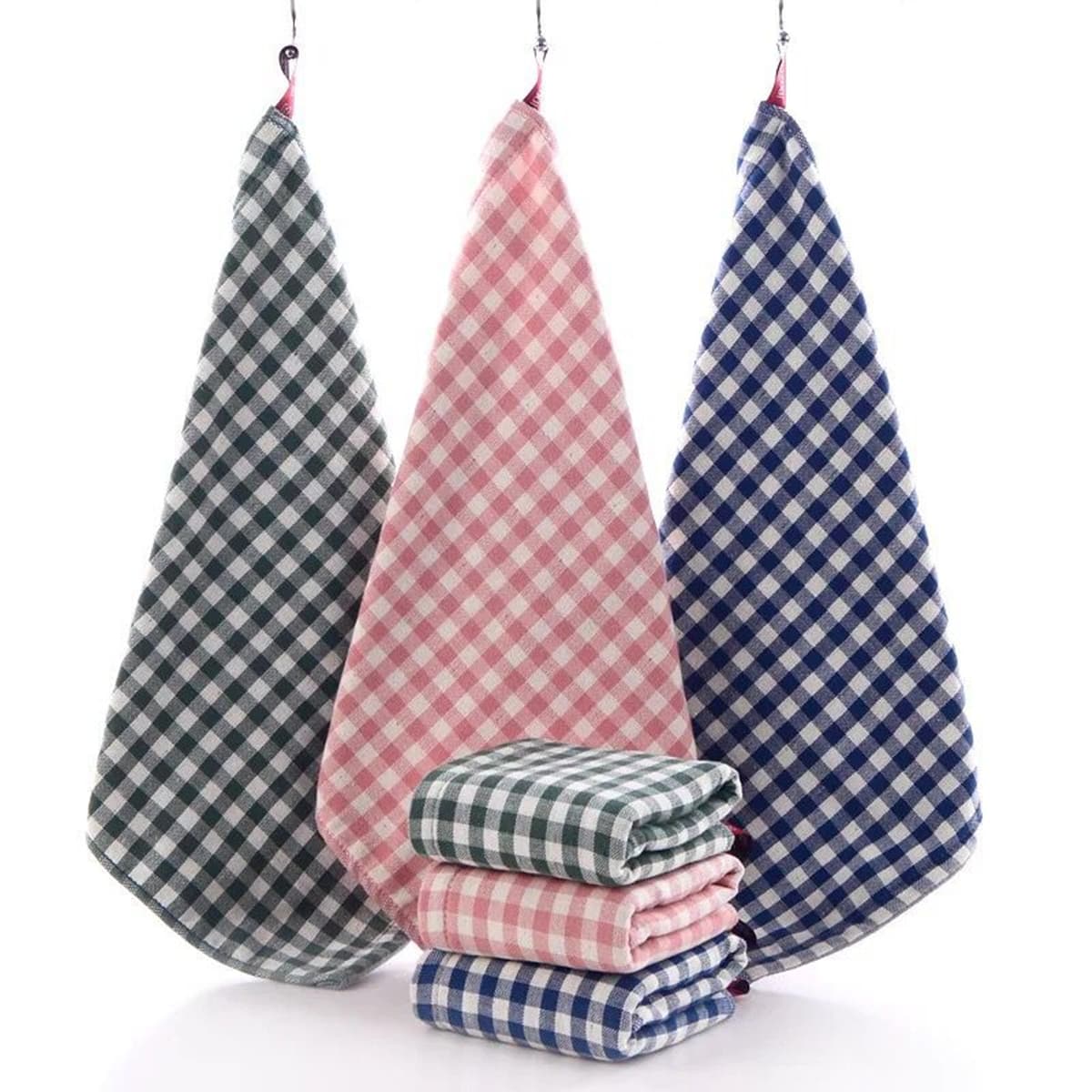 

1pc Gingham Pattern Hand Towel, Multicolor