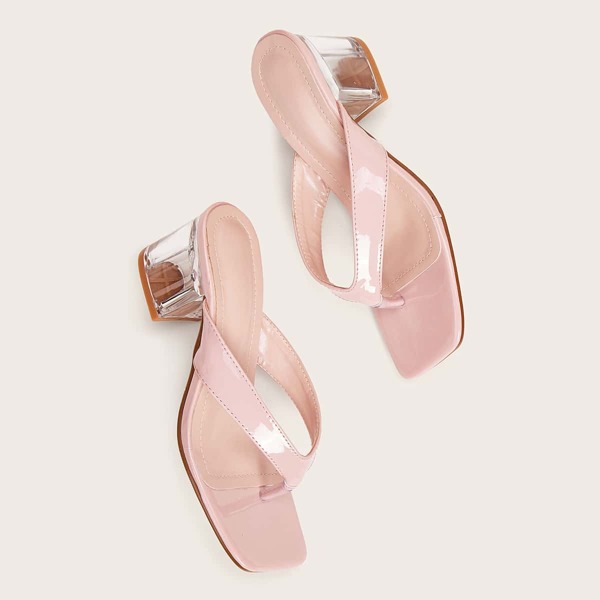 

Toe Post Chunky Heeled Mules, Pink
