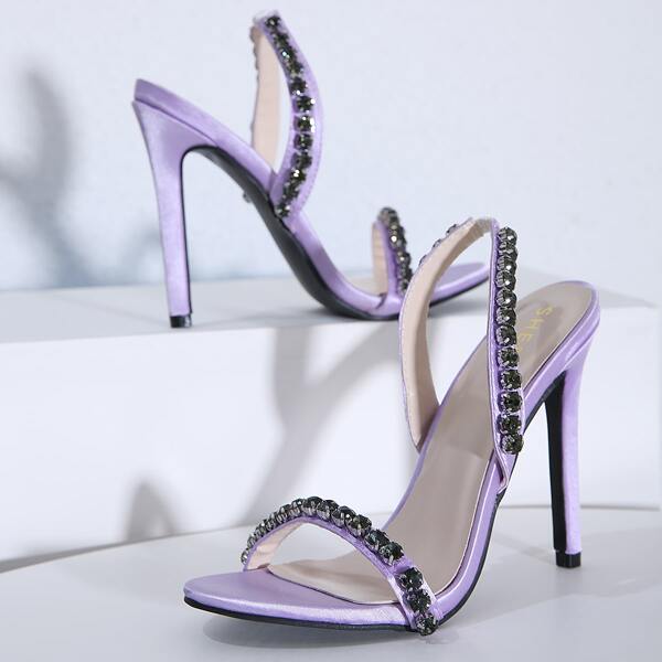 

Spiked Decor Slingback Stiletto Heels, Purple
