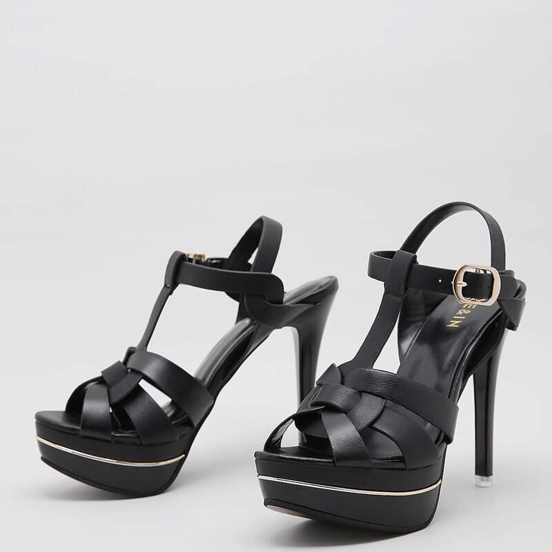 

Peep Toe Platform Stiletto Heels, Black
