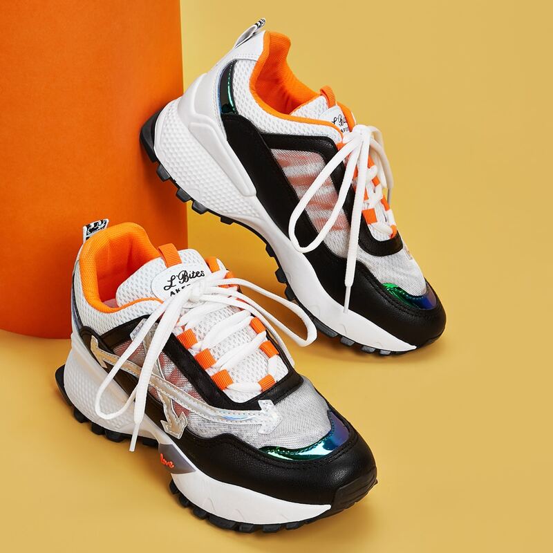 

Holographic Detail Color-block Sneakers, Multicolor