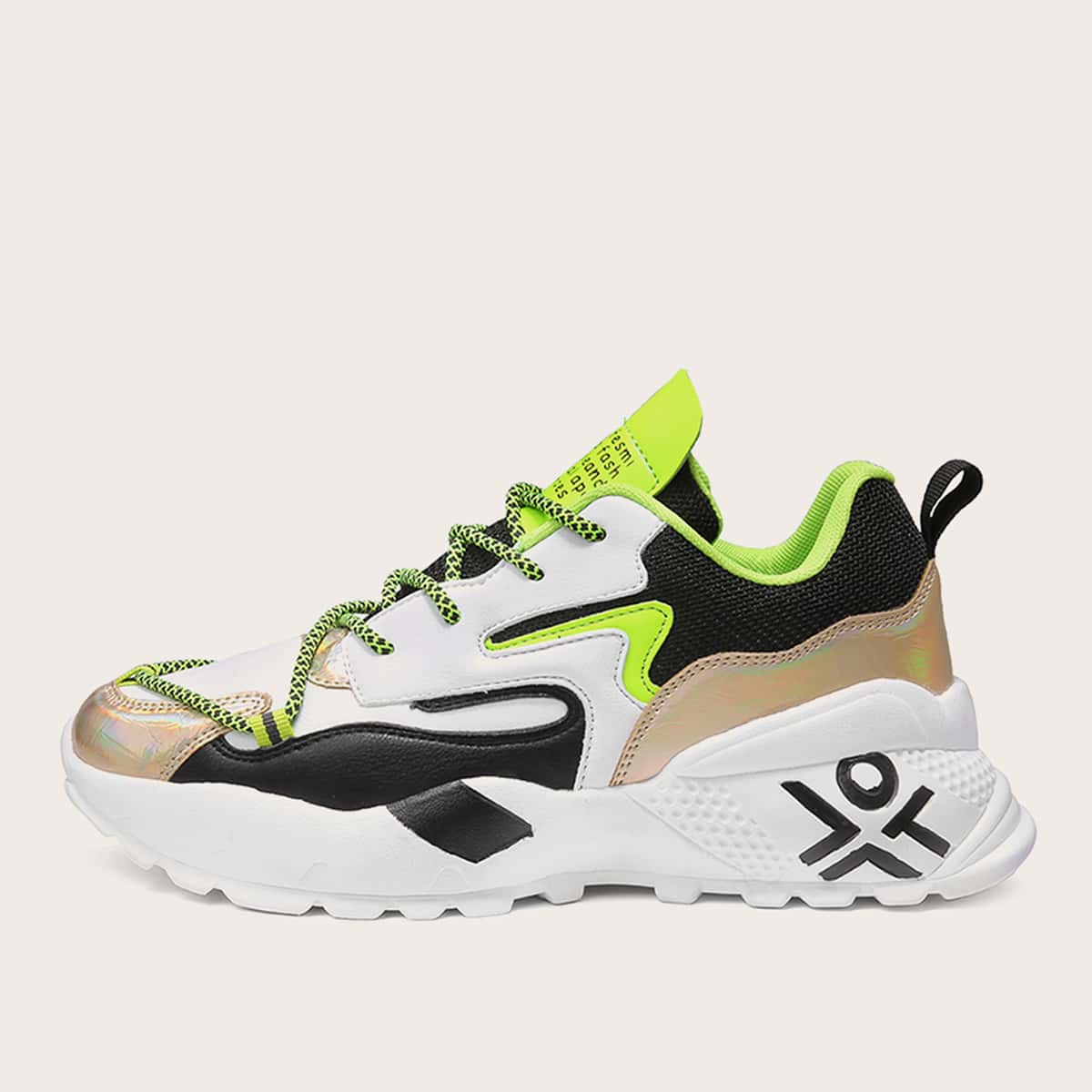 

Guys Lace-up Front Colorblock Chunky Sneakers, Multicolor
