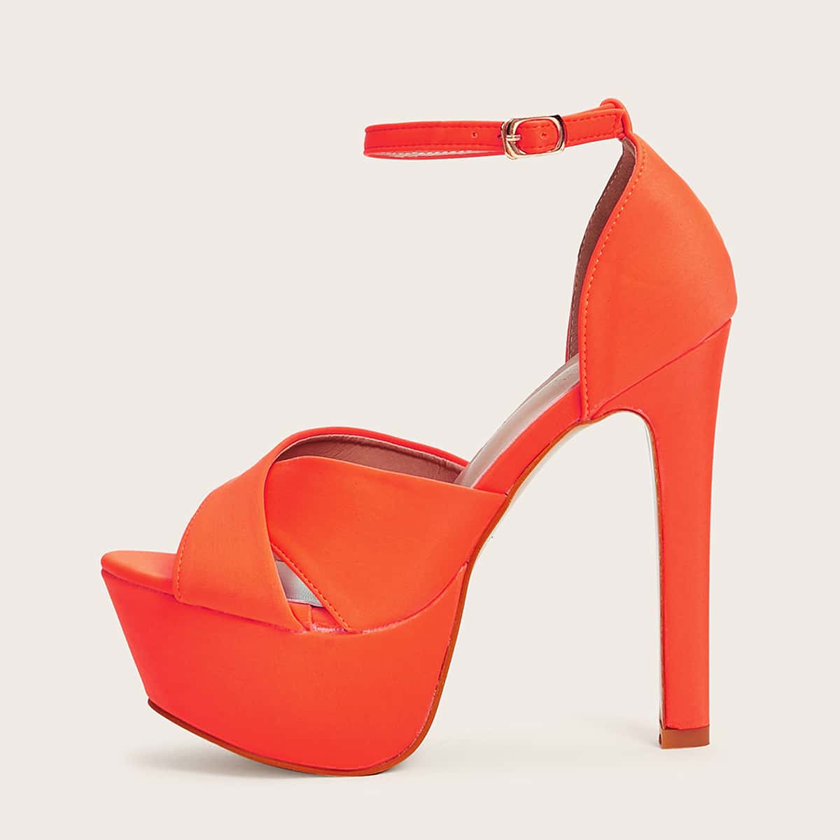 

Open Toe Ankle Strap Stiletto Heels, Red