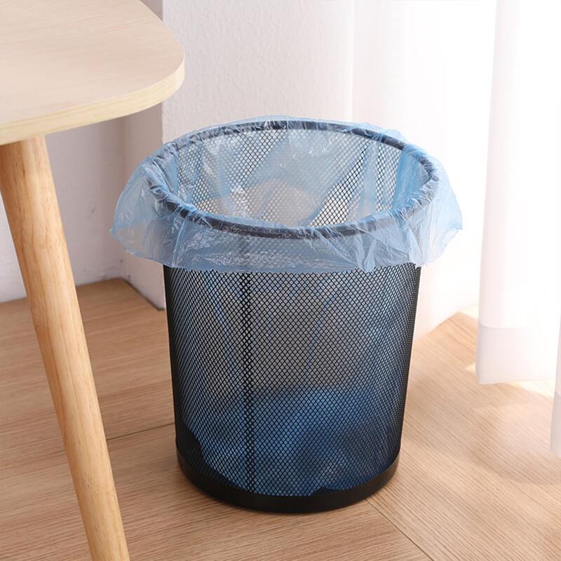 

1pc Metallic Trash Can, Black