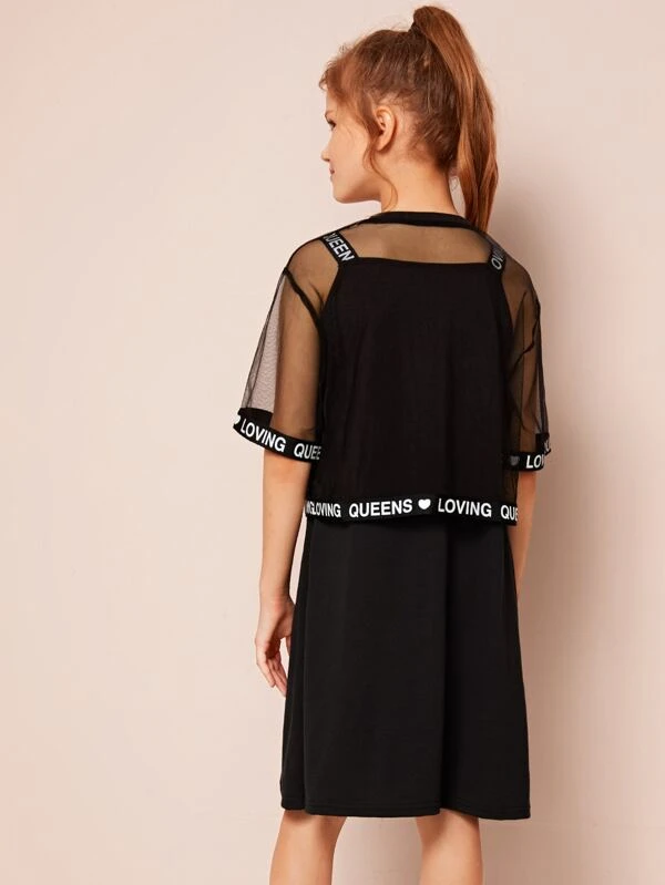 mesh top under slip dress