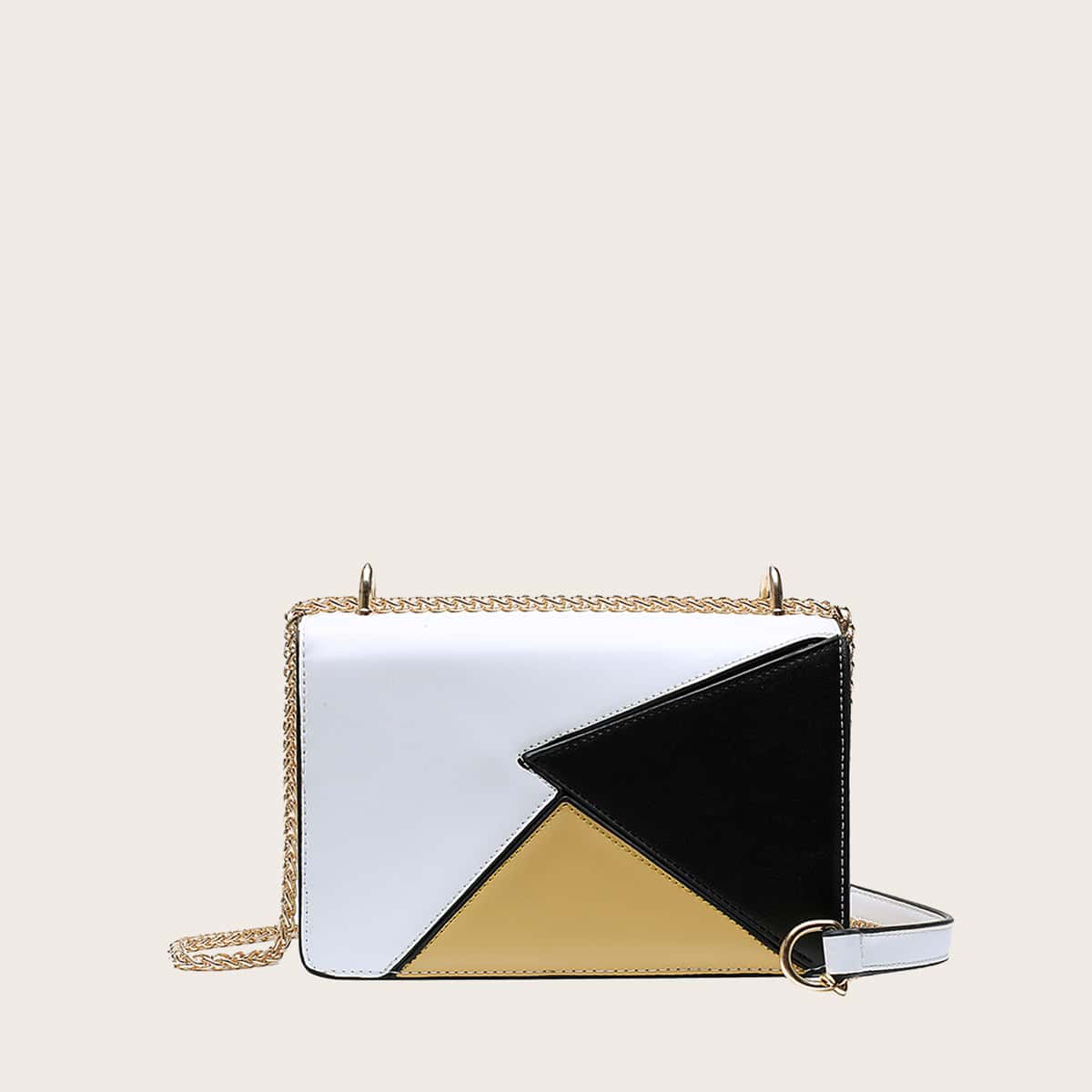 

Colorblock Chain Crossbody Bag, Multicolor