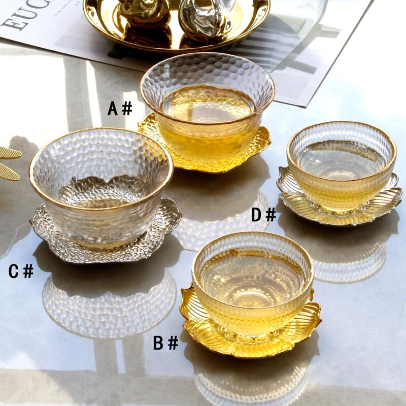 

1pc Clear Cup & 1pc Flower Shaped Saucer, Multicolor