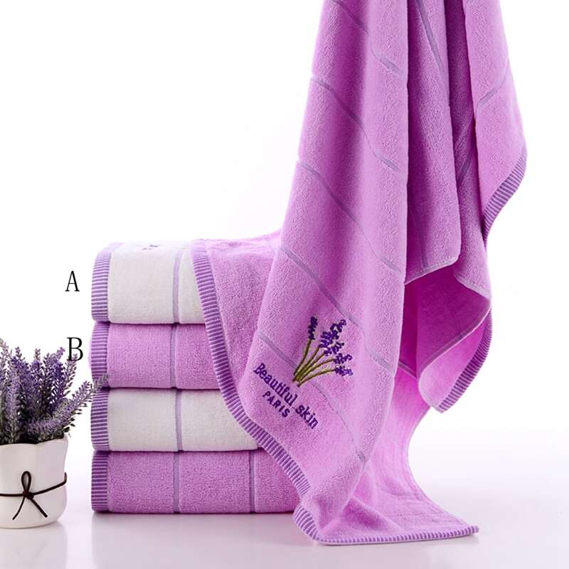 

1pc Lavender Print Bath Towel, Multicolor