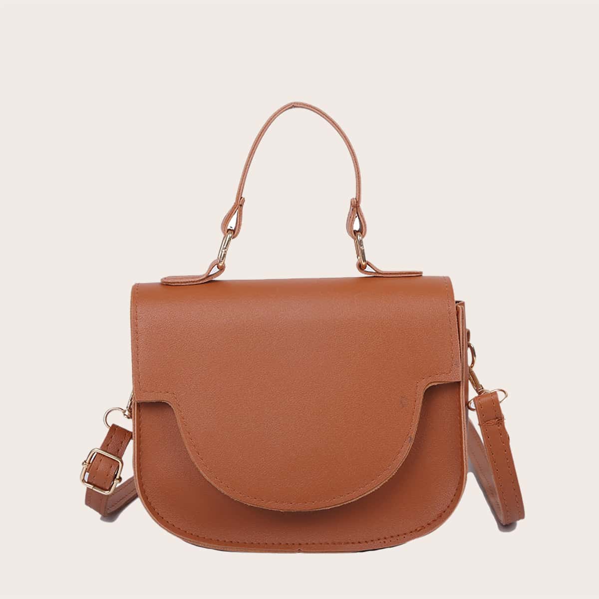 

Minimalist Flap Satchel Bag, Brown