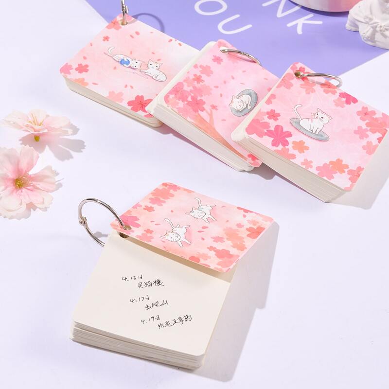 

1pack Cat Print Random Memo Pad, Pink