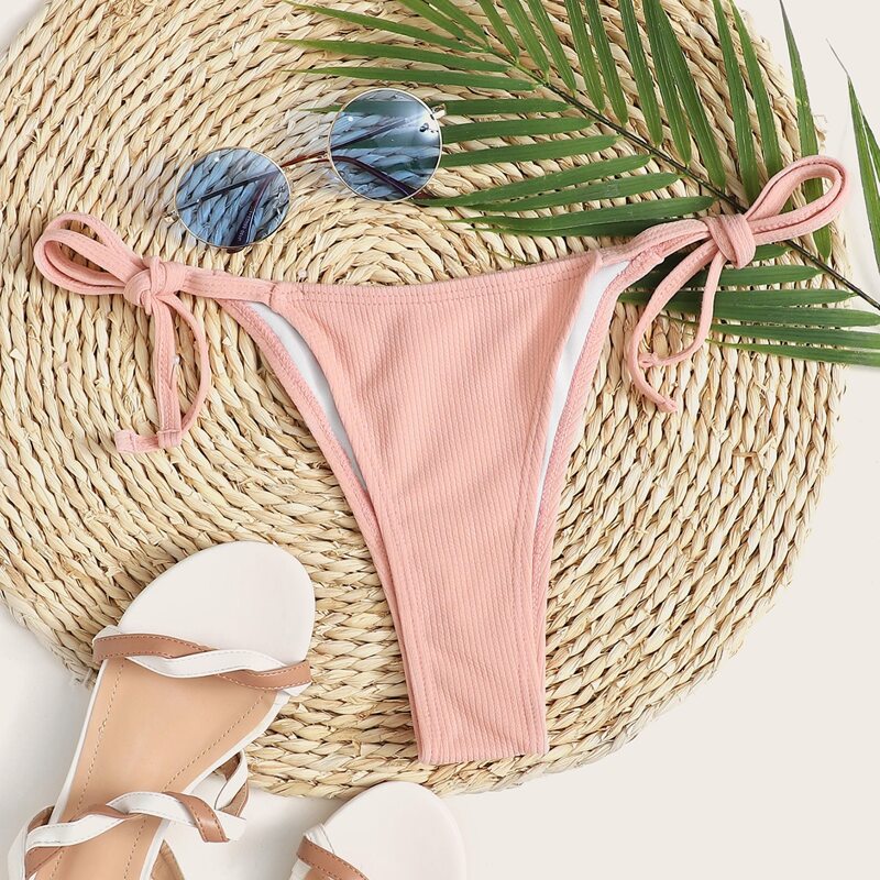 

Rib Tie Side Bikini Panty, Pink