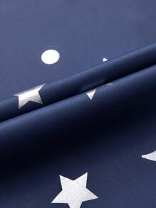 現代簡約風格跨國大星月圖案臥室和客廳遮光窗簾,易於安裝隔熱防曬窗簾 - 藏蓝色 - 查看 4