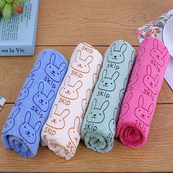 

1pc Cartoon Rabbit Print Hand Towel, Multicolor