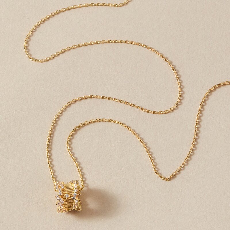 

1pc Round Charm Necklace, Gold