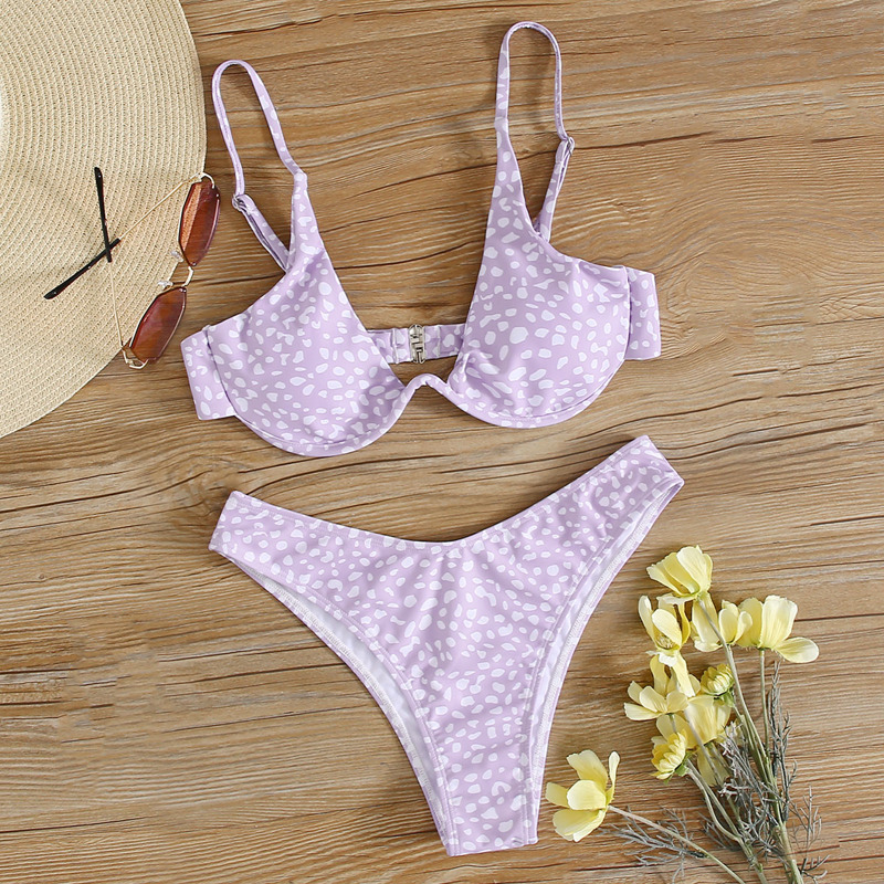 

Dalmatian Underwire High Cut Bikini Swimsuit, Purple