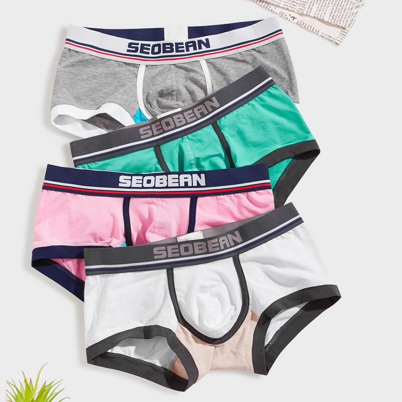 

4pack Guys Letter & Cartoon Graphic Brief, Multicolor