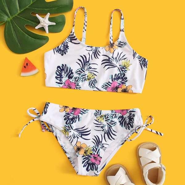 

Бикини с тропическим принтом для девочек, Многоцветный