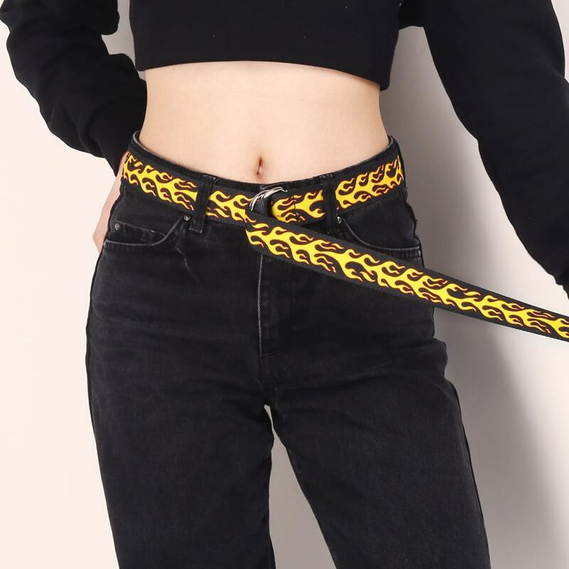

Flame Pattern Tape Belt, Multicolor