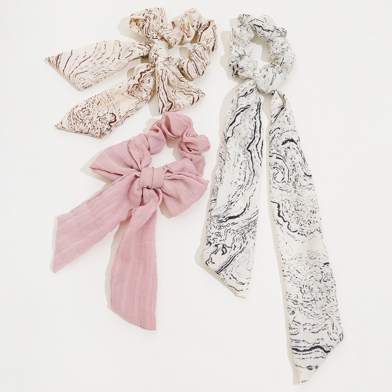 

3pcs Graphic Scrunchie Scarf, Multicolor