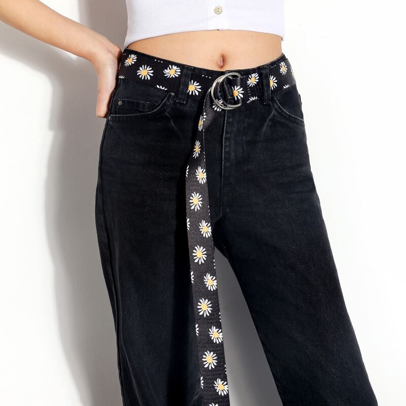 

Daisy Pattern Tape Belt, Black