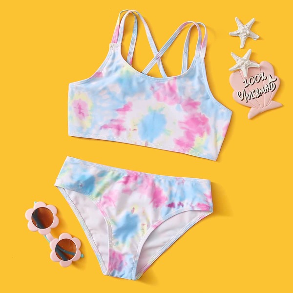 

Girls Tie Dye Bikini Swimsuit, Multicolor