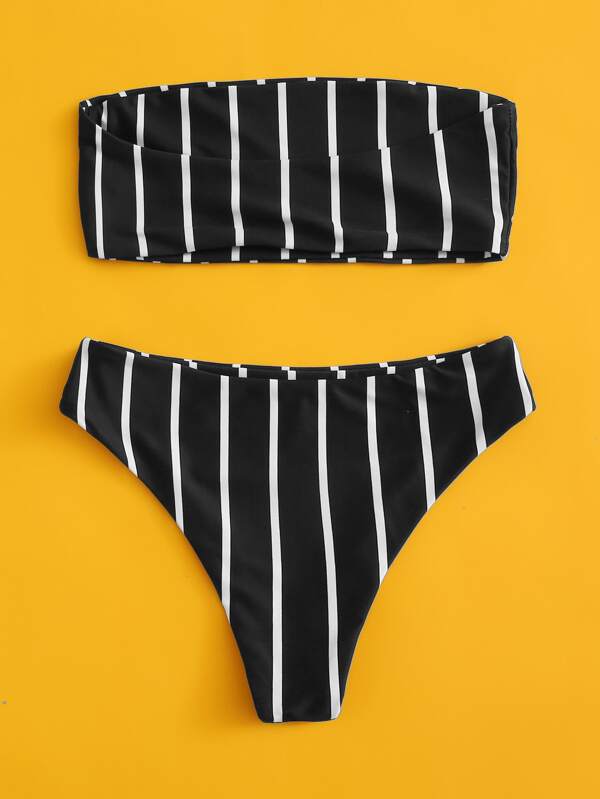 striped bandeau bikini