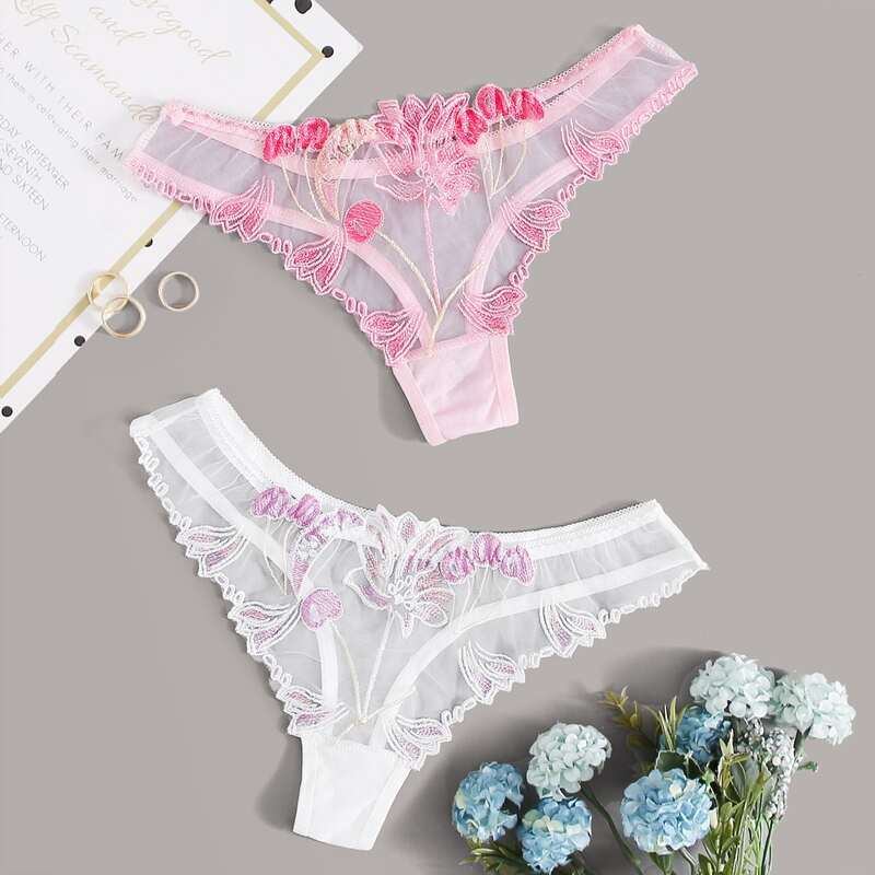 

2pack Floral Embroidered Panty Set, Multicolor
