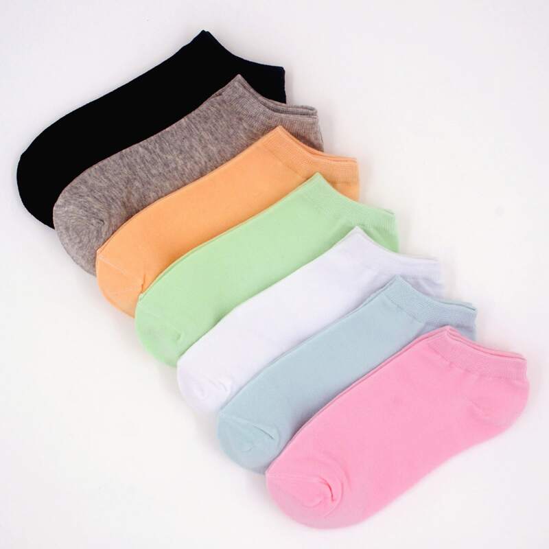 

7pairs Solid Ankle Socks, Multicolor