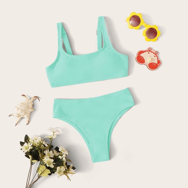 

Girls Adjustable Strap Bikini Swimsuit, Green