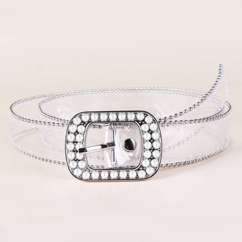 

Faux Pearl Decor Transparent Belt