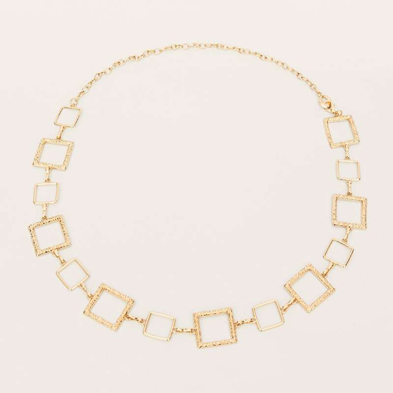 

Geometric Decor Chain Belt, Gold