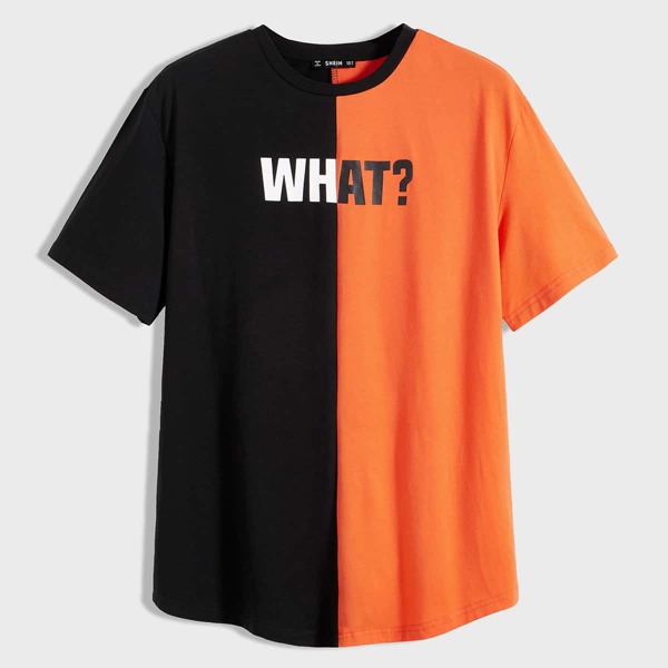 

Men Letter Graphic Color Block Tee, Multicolor