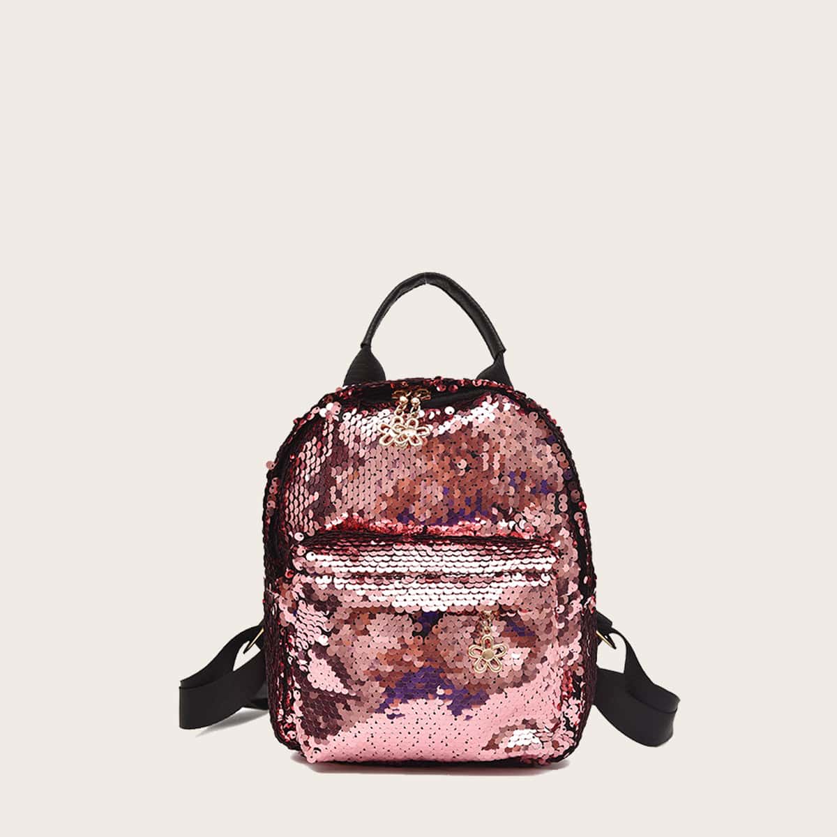 

Pocket Front Sequin Backpack, Pink